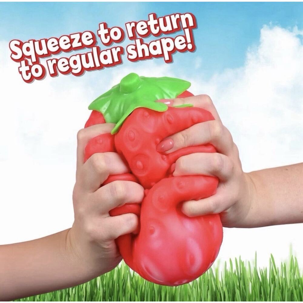 Sunny Days Jumbo Squeezy Strawberry Squishy Toy Stress Relief Sensory Fun - Picture 4 of 5